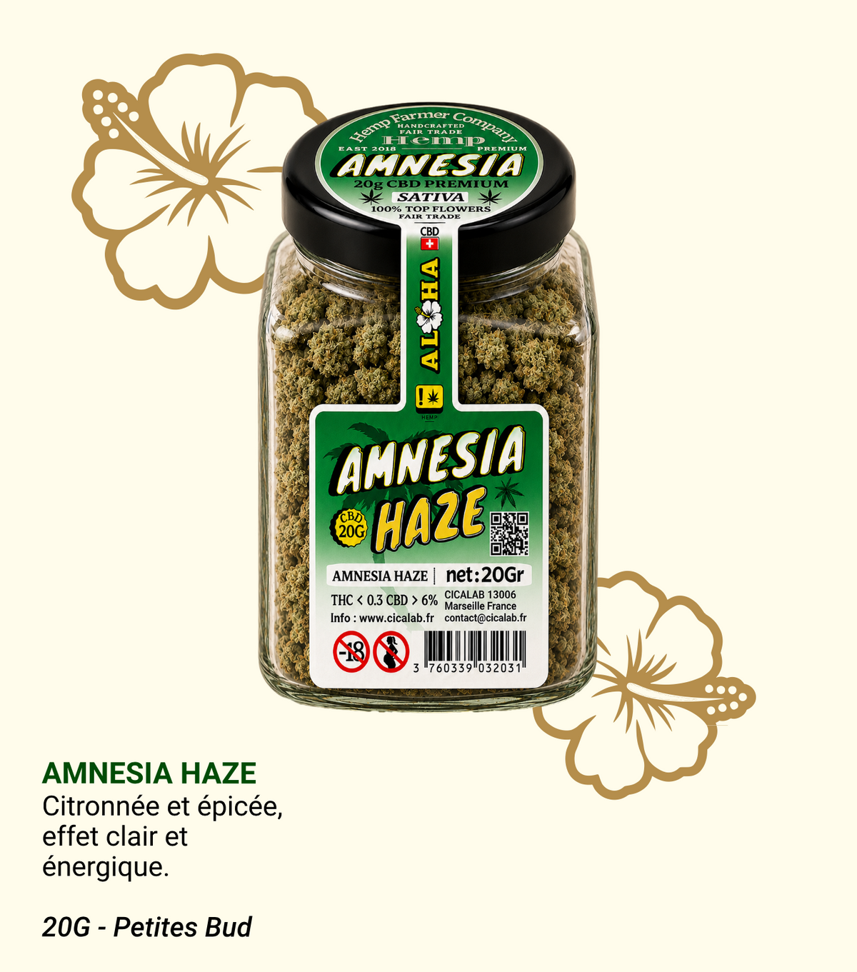 Amnesia Haze CBD 20G Greenhouse – Aloha Cica Lab