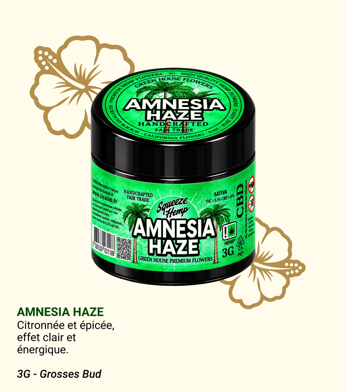 Amnesia Haze CBD 3G Greenhouse – Aloha Cica Lab