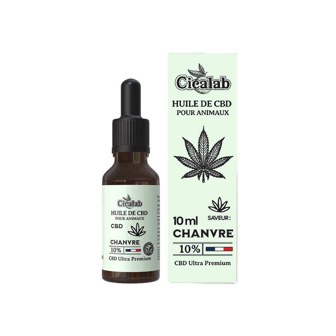 Flacon huile CBD pour chiens et chats 10% Chanvre 10 ml Cica Lab
