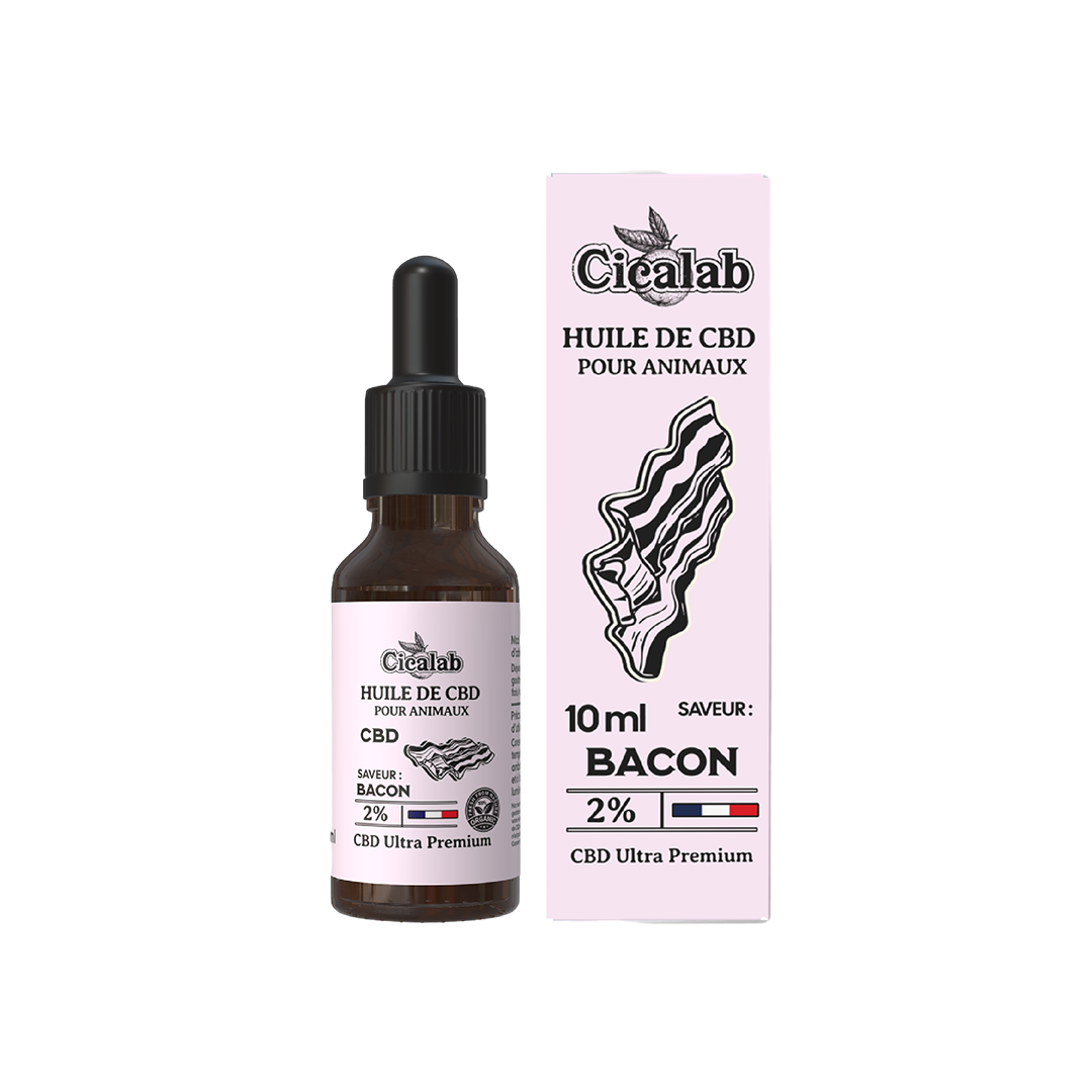 Flacon huile CBD pour chiens et chats 2% Bacon 10 ml Cica Lab