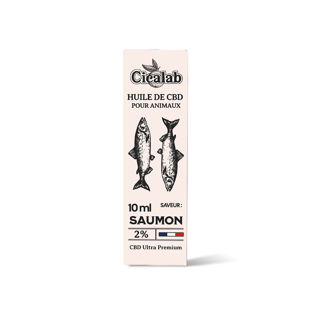Huile CBD pour animaux Cica Lab 2% Saumon 10 ml – boîte