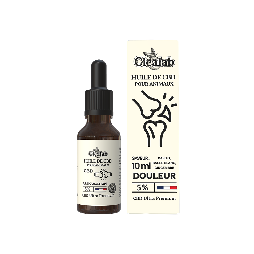 Flacon huile CBD pour chiens et chats 5% Articulations 10 ml Cica Lab