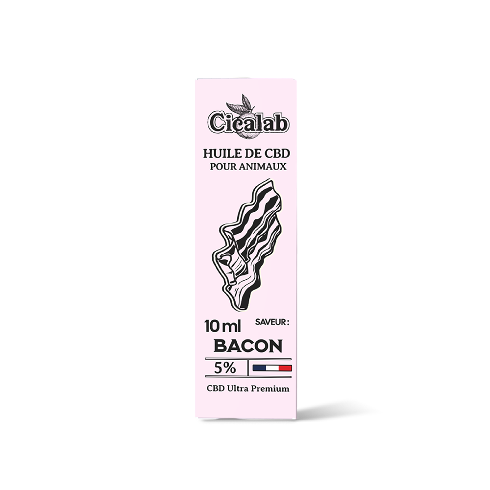 Huile CBD pour animaux Cica Lab 5% Bacon 10 ml – boîte