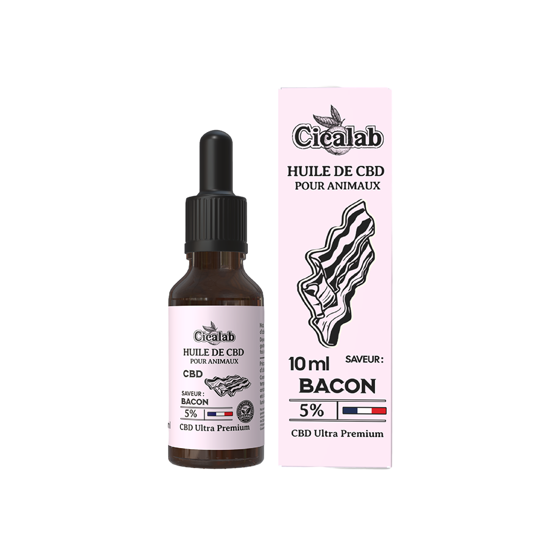 Flacon huile CBD pour chiens et chats 5% Bacon 10 ml Cica Lab