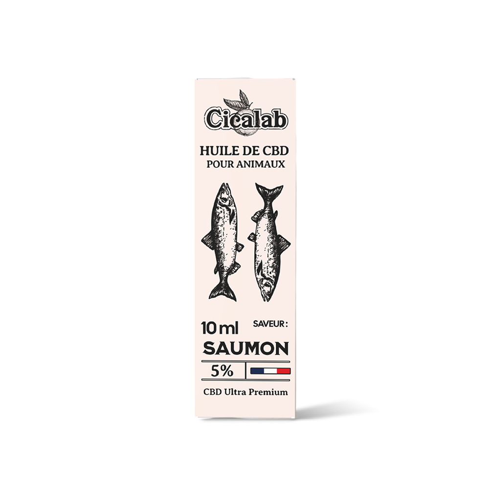 Huile CBD pour animaux Cica Lab 5% Saumon 10 ml – boîte