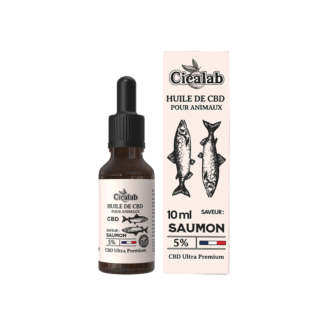 Flacon huile CBD pour chiens et chats 5% Saumon 10 ml Cica Lab