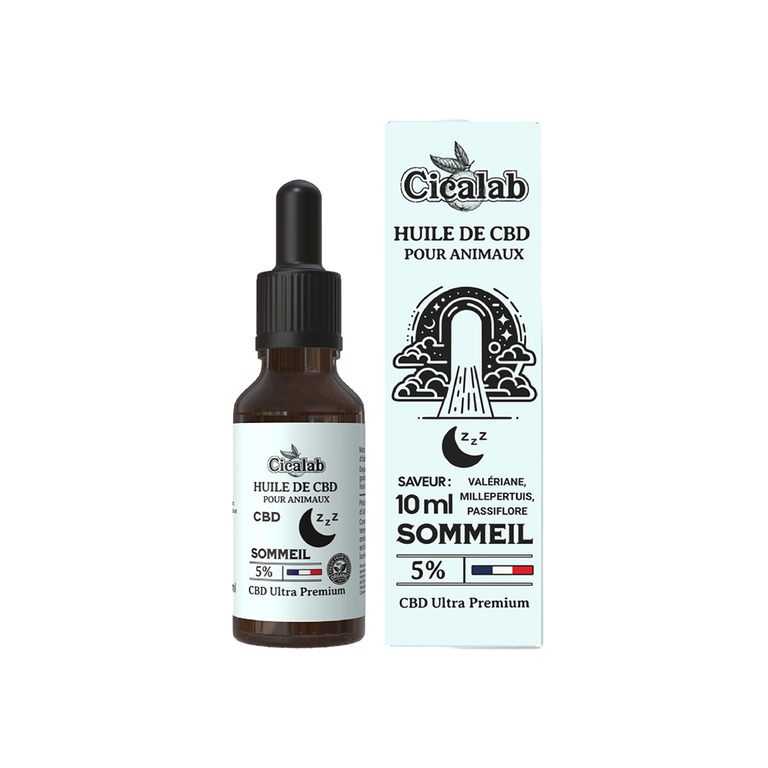 Flacon huile CBD pour chiens et chats 5% Sommeil 10 ml Cica Lab